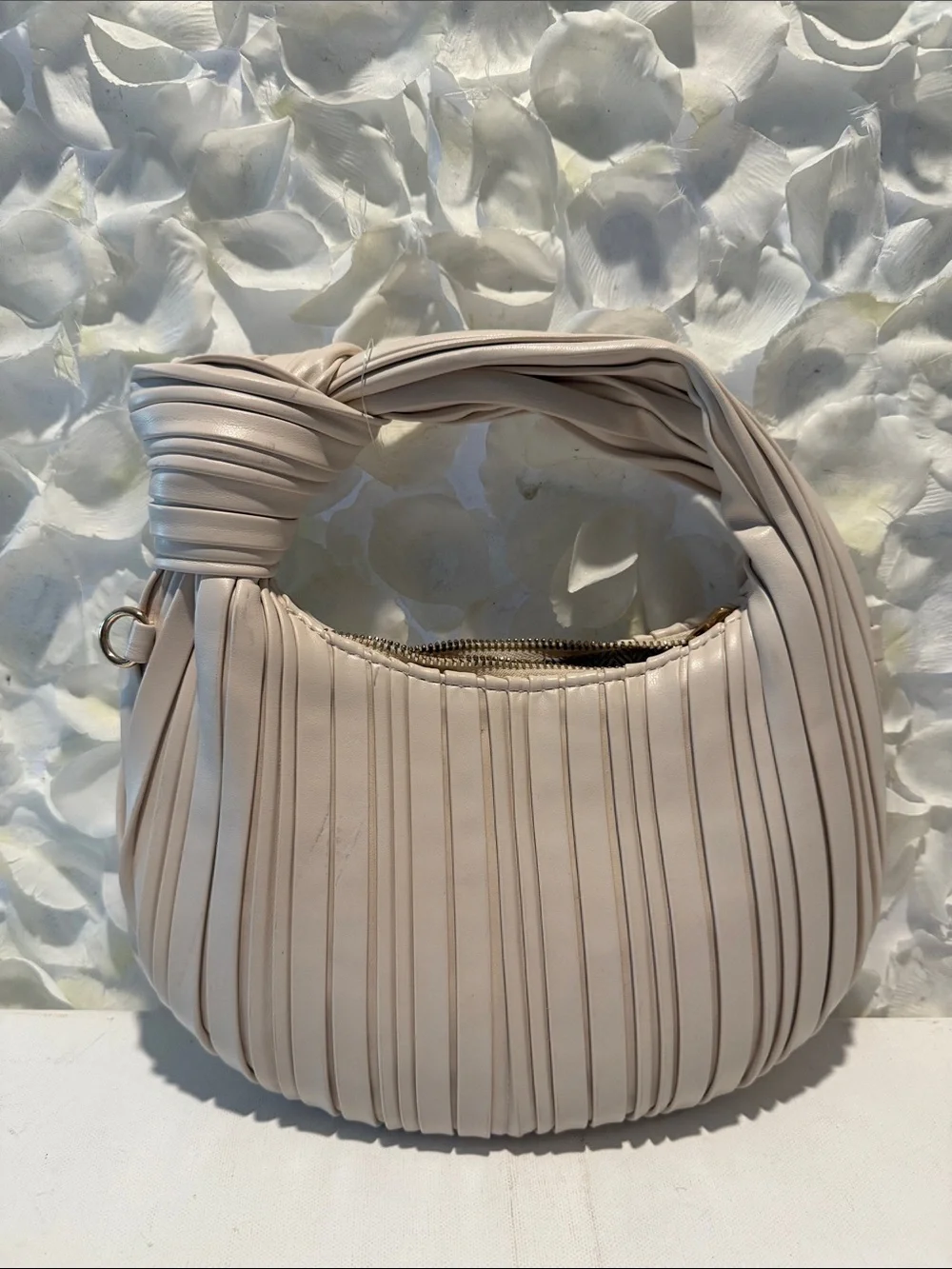 Urban Expressions Pleated Hobo Bag in Light Beige